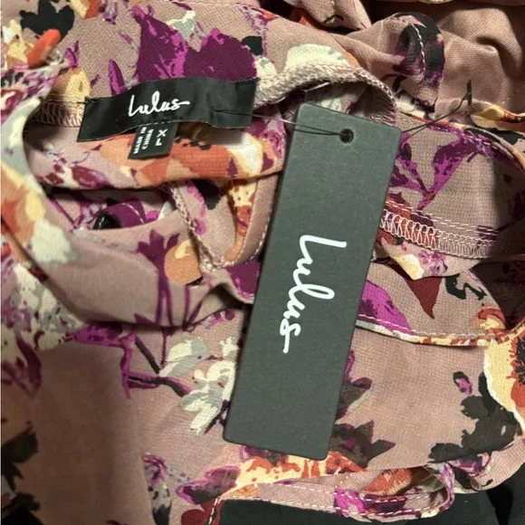 Lulus In My Dreams Mauve Floral Print Midi Dress High Neck A Line Size XL - Picture 3 of 6